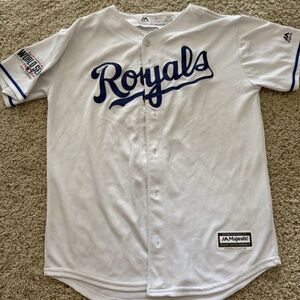 Youth 14/16 Royals Jersey Brett #5 MLB 2014 World Series Majestic Cool Base